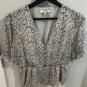 Madewell Button Front Floral Blouse